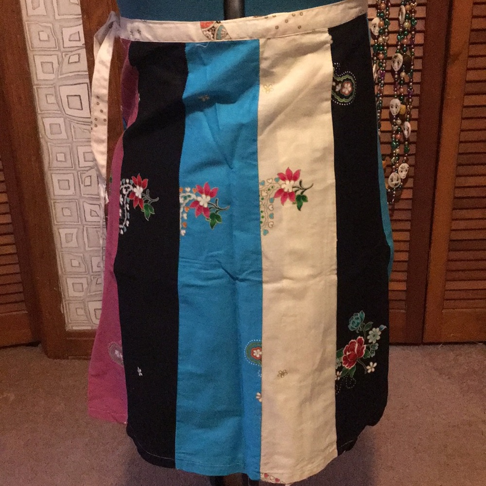 New wrap around cotton multi panel skirt